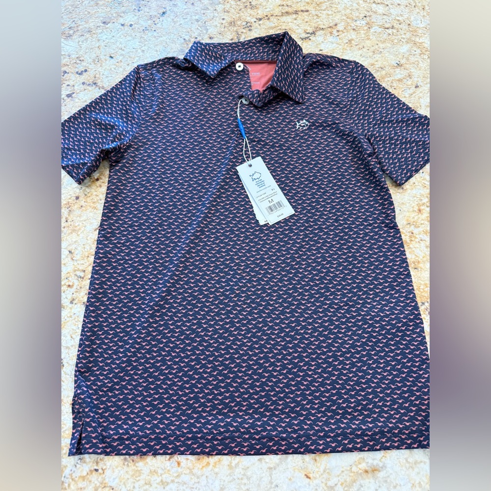 Southern Tide Navy and Pink Kids Polo NWT - Size Medium